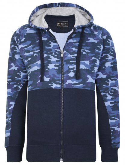 Kam Jeans 7036 Camo Print Full Zipper Hoodie Navy - Sudaderas - Sudaderas 2XL-12XL