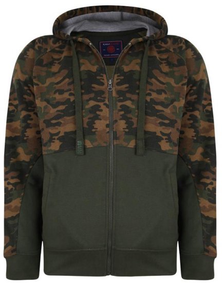 Kam Jeans 7036 Camo Print Full Zipper Hoodie Khaki - Sudaderas - Sudaderas 2XL-12XL