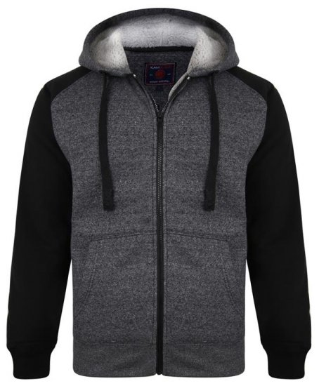 Kam Jeans 7037 Sherpa Raglan Hoodie Black - Sudaderas - Sudaderas 2XL-12XL