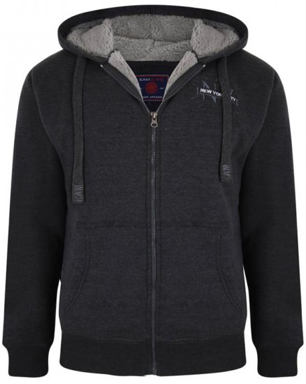 Kam Jeans 7038 Sherpa Lined Hoodie Charcoal - Sudaderas - Sudaderas 2XL-12XL
