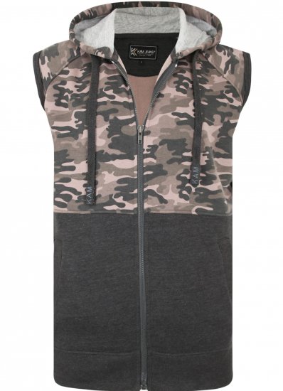Kam Jeans 7039 Camo Panelled Vest Charcoal - Sudaderas - Sudaderas 2XL-12XL