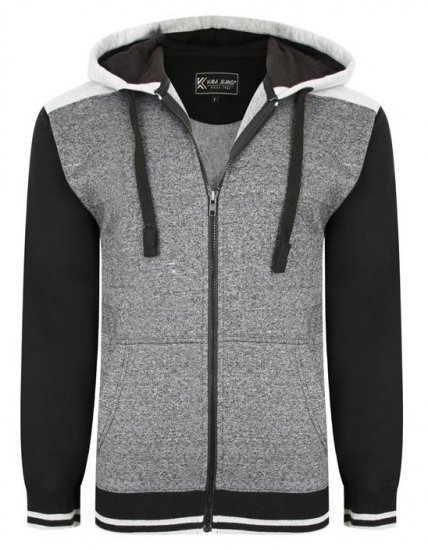 Kam Jeans 7042 Zip Thru Panelled Hoody Charcoal - Sudaderas - Sudaderas 2XL-12XL
