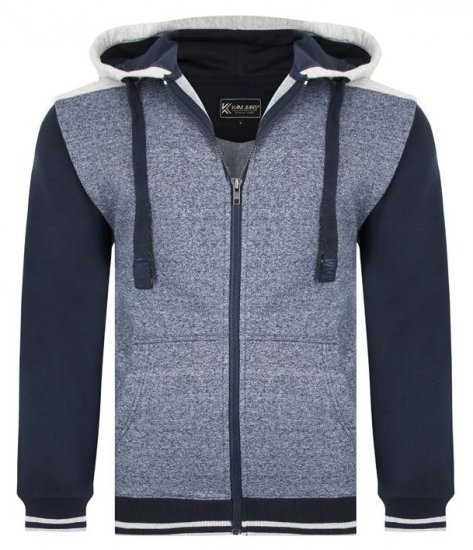 Kam Jeans 7042 Zip Thru Panelled Hoody Indigo - Sudaderas - Sudaderas 2XL-12XL