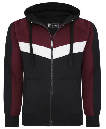 Kam Jeans 7048 Chevron Panelled Hoodie Burgundy - Sudaderas - Sudaderas 2XL-12XL