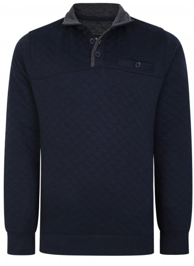 Kam Jeans 7050 Quilted Jersey Sweater 1/4 Button Up Navy - Sudaderas - Sudaderas 2XL-12XL