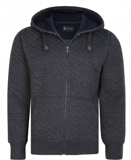 Kam Jeans 7051 Quilted Jersey Zip Thru Hoody Charcoal - Sudaderas - Sudaderas 2XL-12XL