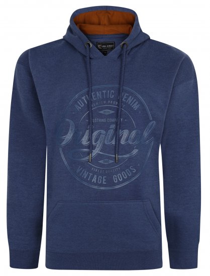 Kam Jeans 7059 Over Head Large Embossed Hoodie Royal Blue - Sudaderas - Sudaderas 2XL-12XL
