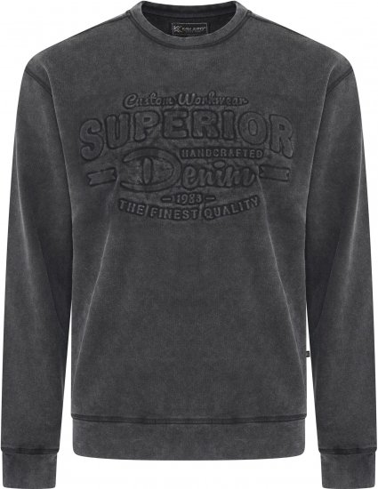 Kam Jeans 7065 Crew Neck Washed Embossed Sweatshirt Black TALL SIZES - ROPA DE HOMBRE MT-6XLT - Tamaños de talle alto