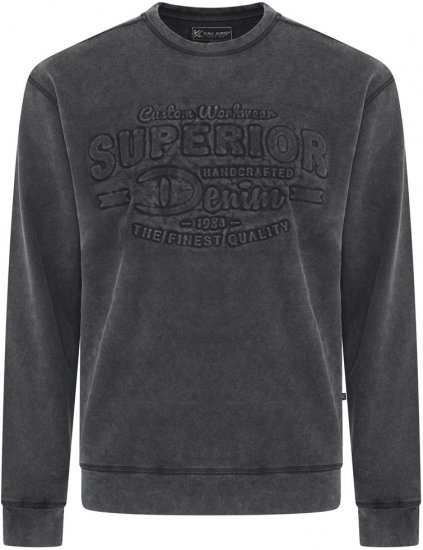 Kam Jeans 7065 Crew Neck Washed Embossed Sweatshirt Black - Sudaderas - Sudaderas 2XL-12XL