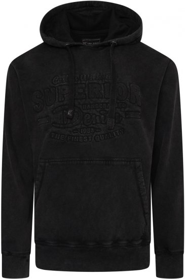 Kam Jeans 7066 Over Head Washed Embossed Hoody Black - Sudaderas - Sudaderas 2XL-12XL