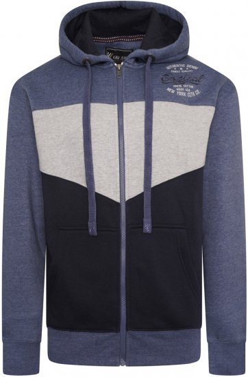 Kam Jeans 7070 Panelled Hoody with EMB Blue - Sudaderas - Sudaderas 2XL-12XL