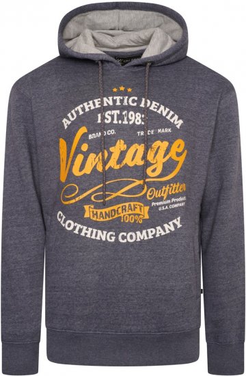 Kam Jeans 7072 Over Head Vintage EMB Hoody Blue Nights - Sudaderas - Sudaderas 2XL-12XL