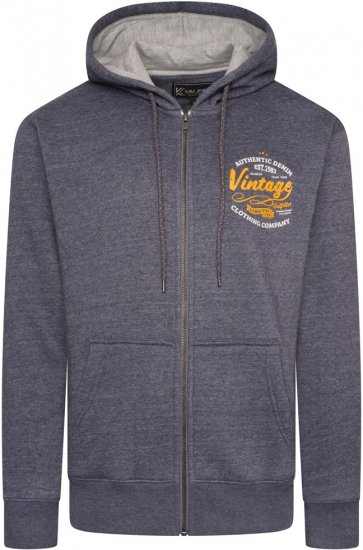 Kam Jeans 7073 Zip Thru Vintage EMB Hoody Blue Nights - Sudaderas - Sudaderas 2XL-12XL