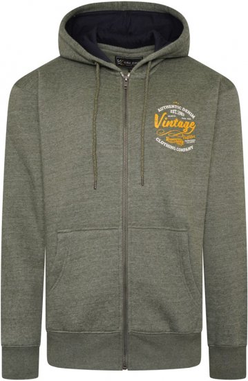 Kam Jeans 7073 Zip Thru Vintage EMB Hoody Khaki - Sudaderas - Sudaderas 2XL-12XL