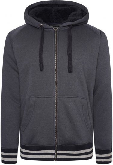 Kam Jeans 7074 Zip Thru Sherpa Hoody with Contrast Cuff/Hem Dark Grey - Sudaderas - Sudaderas 2XL-12XL