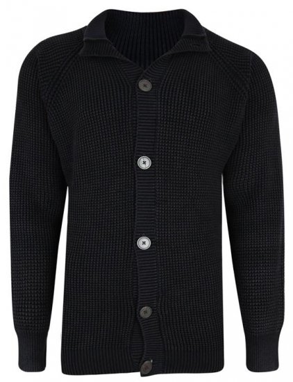 Kam Jeans 79 Washed Effect Knitted Black Cardigan - Sudaderas - Sudaderas 2XL-12XL