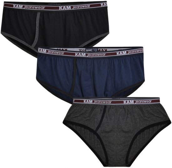 Kam Jeans 806 Underwear Black, Charcoal, Navy 3-Pack - Ropa interior - Ropa interior 2XL-8XL
