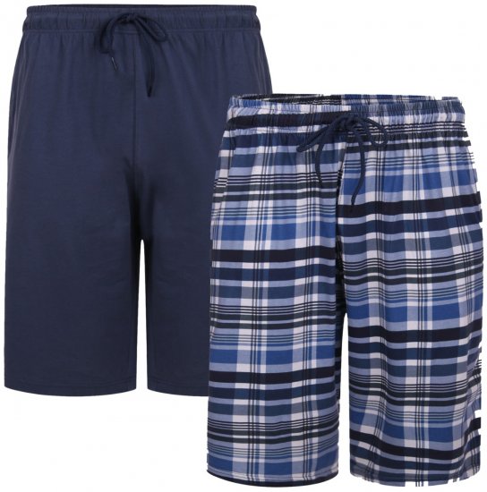 Kam Jeans 875 Lounge shorts Navy, Checked 2-pack - Ropa interior - Ropa interior 2XL-8XL
