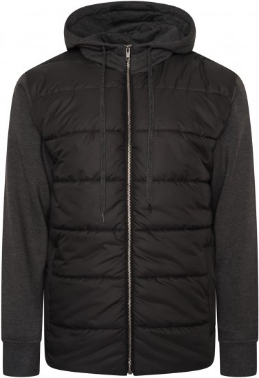 Kam Jeans KV135 Quilted Zip Thru Hoody with Padded Body & Jersey Sleeves Black TALL SIZES - ROPA DE HOMBRE MT-6XLT - Tamaños de talle alto
