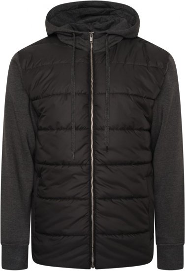 Kam Jeans KV135 Quilted Zip Thru Hoody with Padded Body & Jersey Sleeves Black - Chaquetas - Chaquetas Tallas Grandes 2XL-8XL