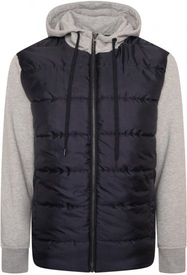 Kam Jeans KV135 Quilted Zip Thru Hoody with Padded Body & Jersey Sleeves Navy - Chaquetas - Chaquetas Tallas Grandes 2XL-8XL
