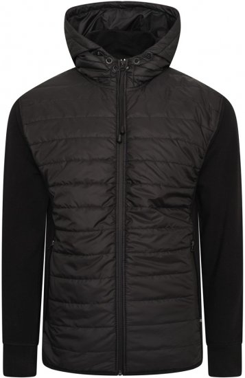 Kam Jeans KV136 Padded Body And Jersey Sleeves Hybrid Zip Thru Quilted Hoody Black TALL SIZES - ROPA DE HOMBRE MT-6XLT - Tamaños de talle alto