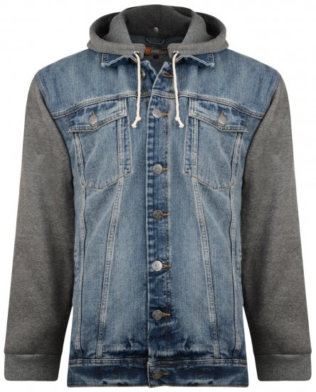 Kam Jeans Miguel Denim Jacket with Jersey Sleeves - Chaquetas - Chaquetas Tallas Grandes 2XL-8XL