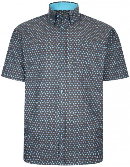 Kam Jeans P010 Premium Short sleeve Shirt Charcoal - Camisas - Camisas 2XL-10XL
