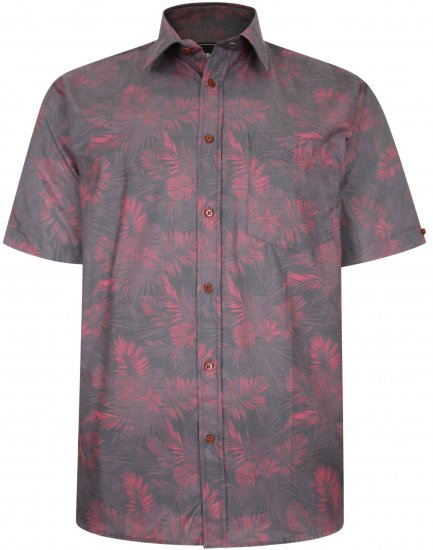 Kam Jeans P013 Premium Floral Print Shirt Burgundy - Camisas - Camisas 2XL-10XL