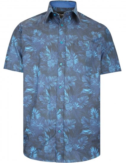 Kam Jeans P013 Premium Floral Print Shirt Navy - Camisas - Camisas 2XL-10XL