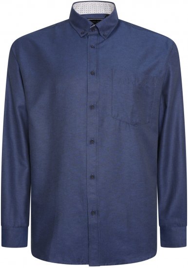 Kam Jeans P020 Premium Long sleeve Oxford Shirt Navy - Camisas - Camisas 2XL-10XL