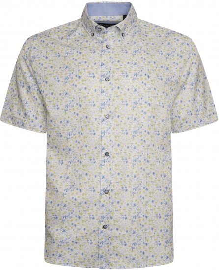 Kam Jeans P036 Premium Floral Print Shirt White - Camisas - Camisas 2XL-10XL