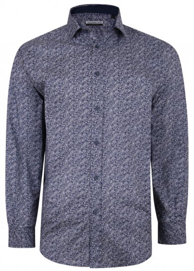 Kam Jeans P680 Floral Print Shirt Navy - Camisas - Camisas 2XL-10XL