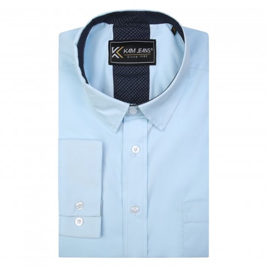 Kam Jeans P684 Premium Stretch Shirt Blue - Camisas - Camisas 2XL-10XL