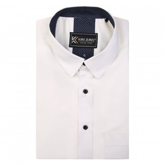 Kam Jeans P684 Premium Stretch Shirt White - Camisas - Camisas 2XL-10XL