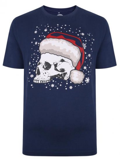 Kam Jeans X008 Santa Skull Print T-Shirt Navy - Camisetas - Camisetas - 2XL-14XL