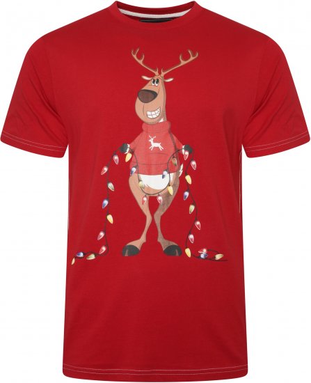 Kam Jeans X028 Rudolph Print T-Shirt Red - Camisetas - Camisetas - 2XL-14XL