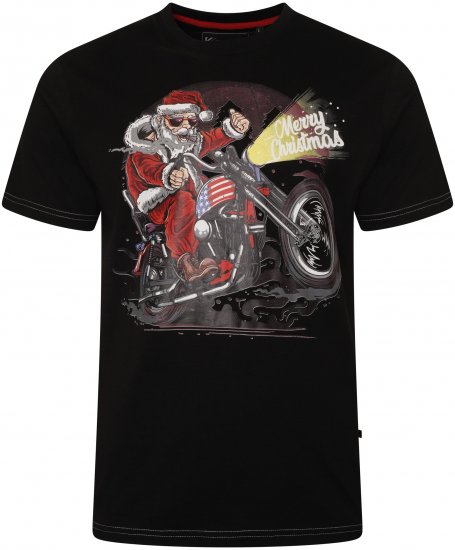 Kam Jeans X030 Santa Biker Print T-Shirt Black - Camisetas - Camisetas - 2XL-14XL