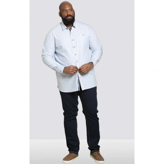 D555 Addington Printed Oxford Shirt Blue - Camisas - Camisas 2XL-10XL