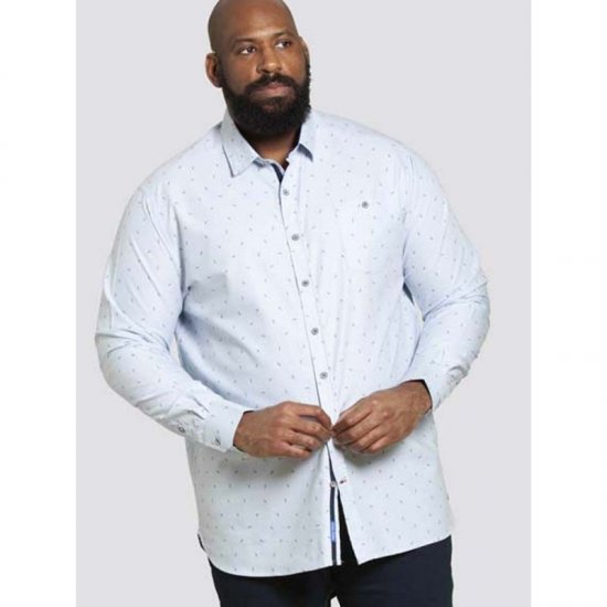 D555 Addington Printed Oxford Shirt Blue - Camisas - Camisas 2XL-10XL