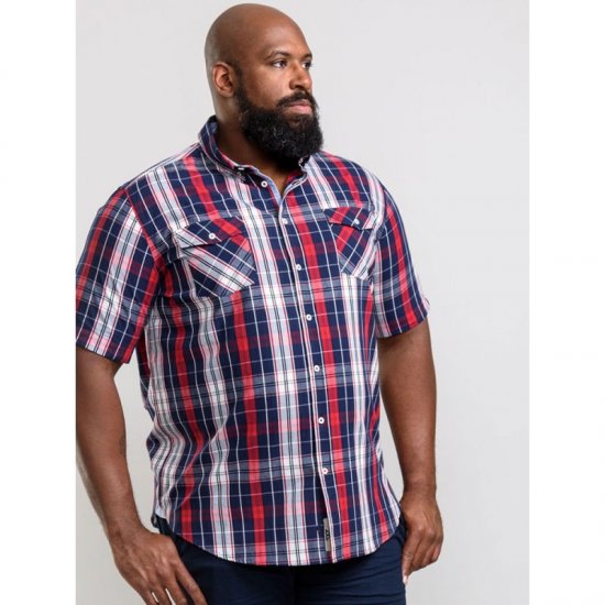 D555 Terell Shirt Navy/Red - Camisas - Camisas 2XL-10XL
