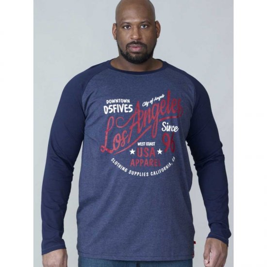 D555 Neill Long Sleeve T-shirt Navy - Camisetas - Camisetas - 2XL-14XL