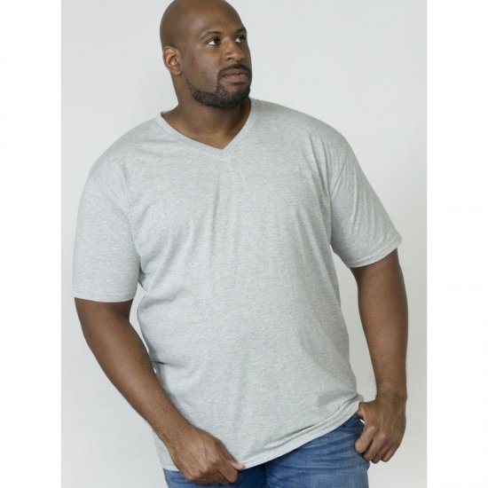 D555 Signature V-neck T-shirt Grey - Camisetas - Camisetas - 2XL-14XL