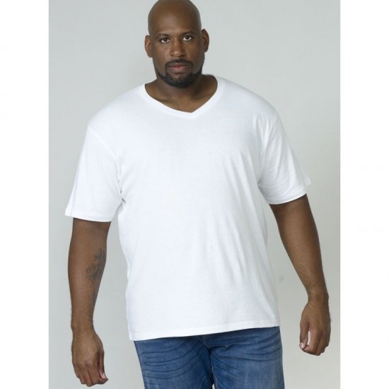 D555 Signature V-neck T-shirt White - Camisetas - Camisetas - 2XL-14XL