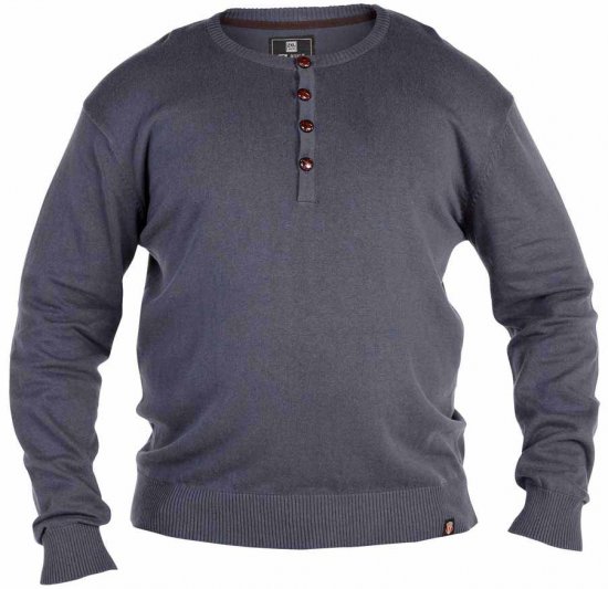 D555 Grandad Knitted Sweater Charcoal - Sudaderas - Sudaderas 2XL-12XL