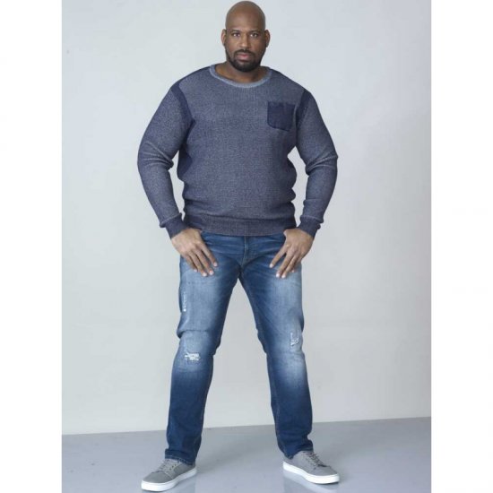D555 Bryson Crewneck Sweater with Pocket Navy - Sudaderas - Sudaderas 2XL-12XL