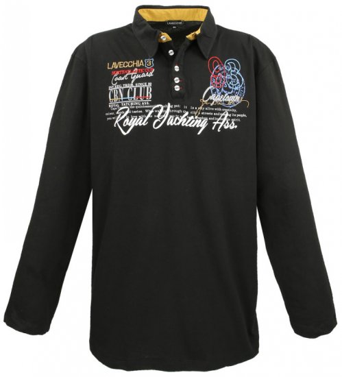 Lavecchia 606 Printed Long sleeve Jersey Polo Black - Polos - Polos 2XL-8XL