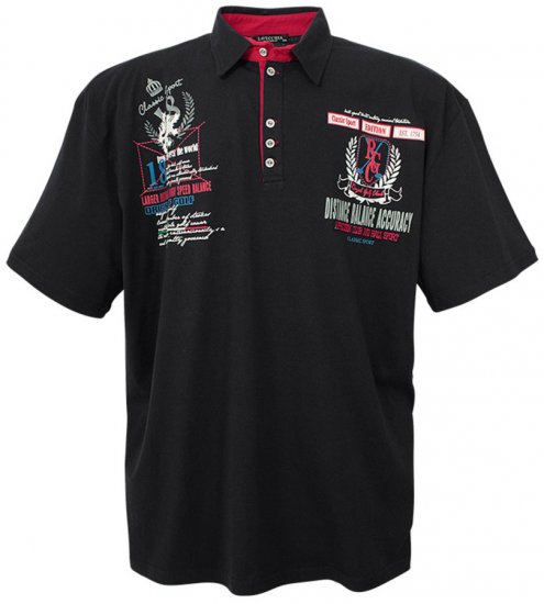 Lavecchia 2038 Printed Jersey Poloshirt Black - Polos - Polos 2XL-8XL