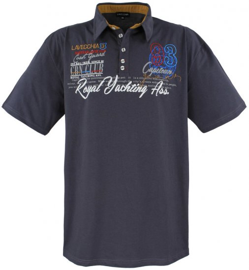 Lavecchia 4688 Printed Jersey Poloshirt Charcoal - Polos - Polos 2XL-8XL
