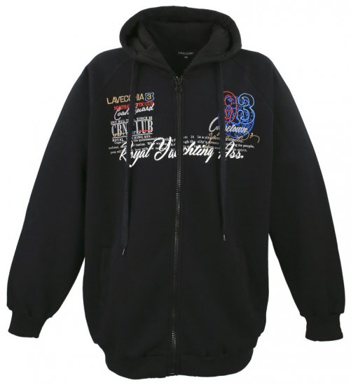 Lavecchia 612 Printed Zipper Hoodie Black - Sudaderas - Sudaderas 2XL-12XL